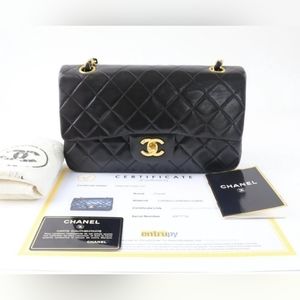 SPECIAL SALE 100% AUTHENTIC CHANEL BLACK LAMBSKIN DOUBLE FLAP BAG SMALL